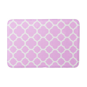 Roze en Witte Quatrefoil Patroon Badmat