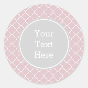 Roze en witte quatrefolie ronde sticker