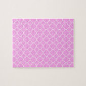 Roze en witte quatrefoliepatroon legpuzzel (Horizontaal)