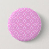 Roze en witte quatrefoliepatroon ronde button 5,7 cm (Voorkant)