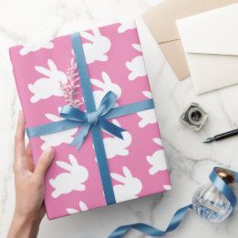 Roze en witte rabbit easter-pakpapier cadeaupapier