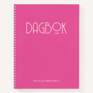 Roze en Witte Retro Stijl Dagboek Notitieboek