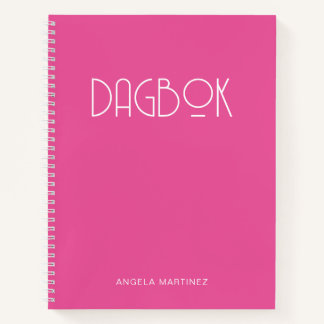 Roze en Witte Retro Stijl Dagboek Notitieboek