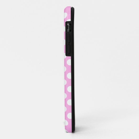roze en witte retropolka-stippen, monogrammen Case-Mate iPhone case (Achterkant/links)