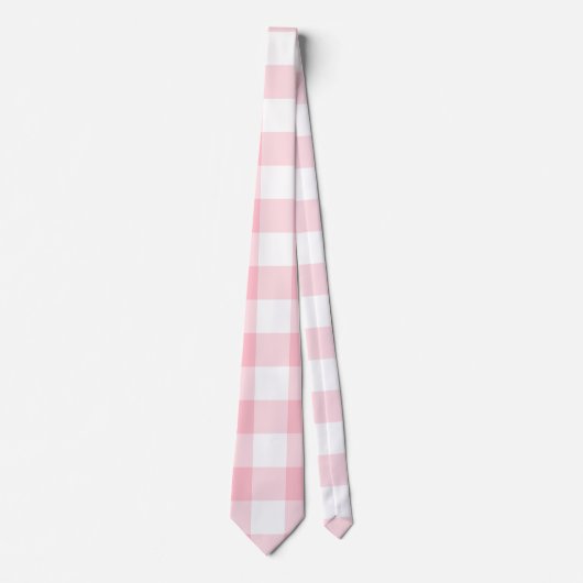 Roze en Witte Reuzengrootte Gingham controleert St Stropdas (Voorkant)