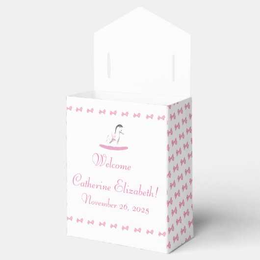 Roze en witte Rocking Horse Bedankdoosjes (Geopend)