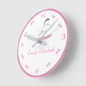 Roze en witte Rocking Horse Theme Ronde Klok (Hoek)