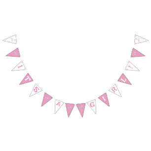 Roze en witte Rocking Horse Vlaggetjes