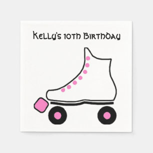 Roze en Witte Roller Schaats Papieren servetten