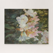 Roze en witte roodendron Deep Green Foliage Legpuzzel (Horizontaal)
