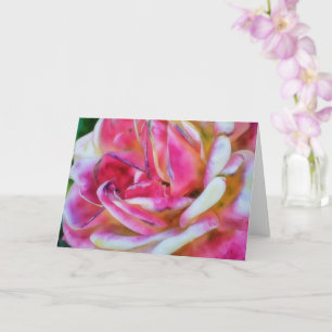 Roze en Witte Roos Waterverf Stijl Kunst Kaart