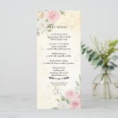 Roze en Witte Rose Blooms Wedding Menu (Staand voorkant)