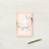 Roze en witte Rose Bouquet Post-it Notes (Op bureau)