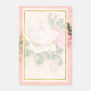 Roze en witte Rose Bouquet Post-it Notes