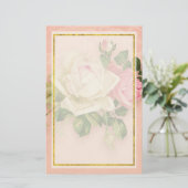Roze en witte Rose Bouquet Stationery Briefpapier (Staand voorkant)