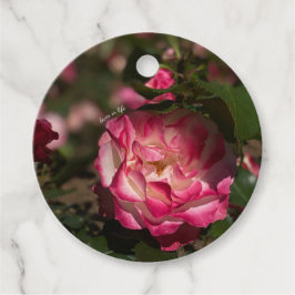 Roze en witte roze bedankjes labels