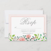 Roze en witte roze RSVP-kaart RSVP Kaartje (Voorkant)