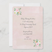 Roze en witte rozen bruiloft kaart (Achterkant)