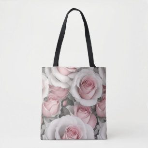 Roze en witte rozen draagtas