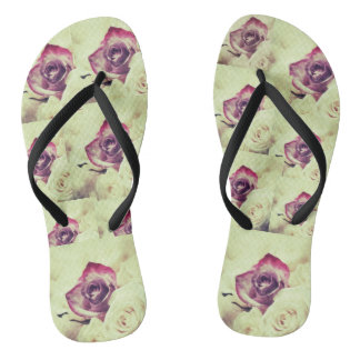 Roze en witte rozen fotografie teenslippers