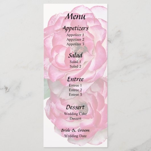 Roze en Witte Rozen Menu (Voorkant)