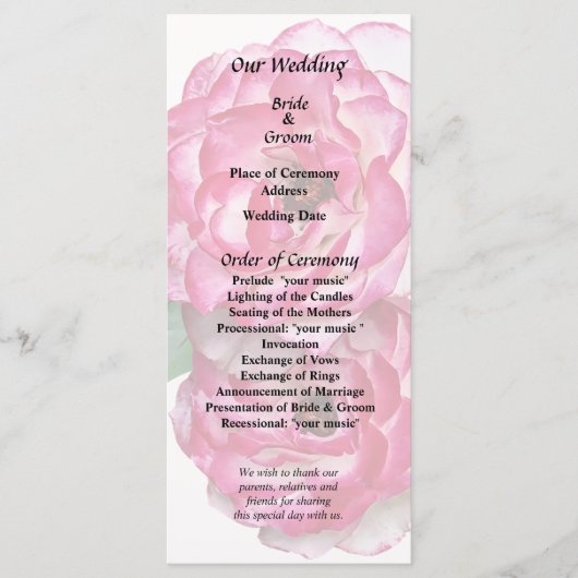 Roze en witte rozen programma (Voorkant)