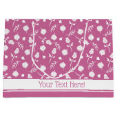 Roze en Witte Rozen Rosebud Bloemenprint Groot Cadeauzakje (Voorkant)