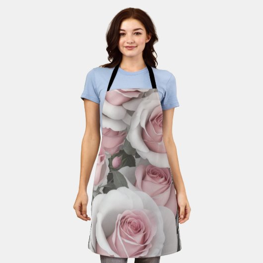 roze en witte rozen schort (Gedragen)