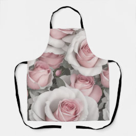 roze en witte rozen schort