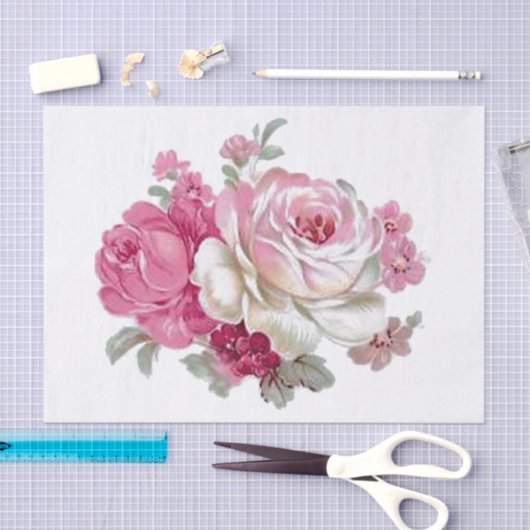 Roze en witte Rozen Tissuepapier (Craft)