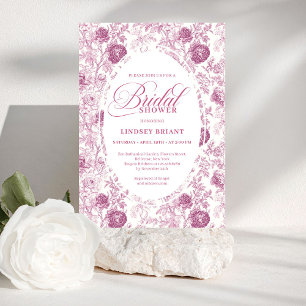 Roze en Witte Rozen Toile Bruidsdouche  Kaart