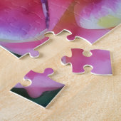 Roze en witte rozenblaadjes Bloem Art Puzzel (Zijkant)