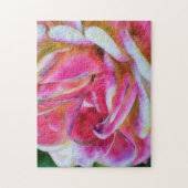 Roze en witte rozenblaadjes Bloem Art Puzzel (Verticaal)
