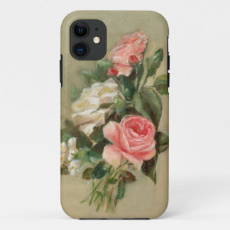 Roze en witte rozenboeket iPhone 11 hoesje