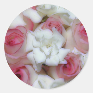 Roze en witte rozenomenvelop Stickers