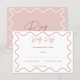 Roze en witte RSVP-kaart met witte rand Informatiekaartje