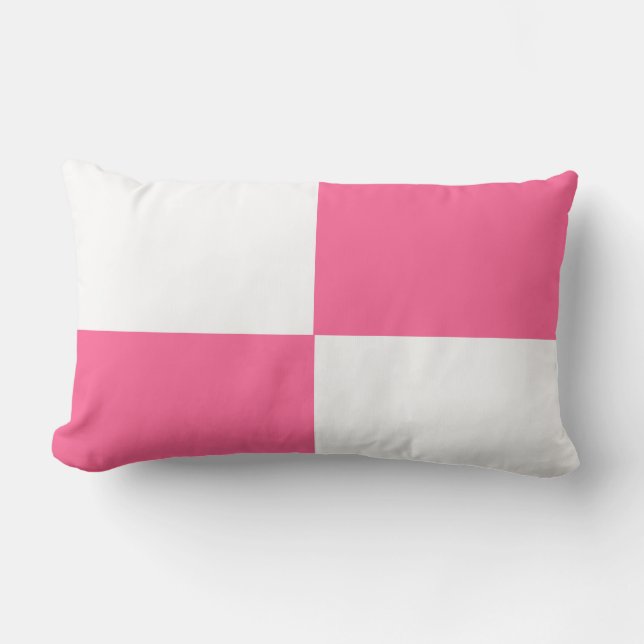 roze en witte schaakplaat kussen (Voorkant)