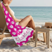 Roze en Witte Schelp Patroon Aangepaste Strandhand Strandlaken