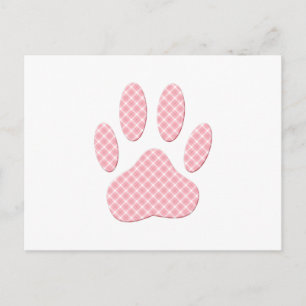Roze en witte Schotse tartan Hond Pootafdruk Briefkaart