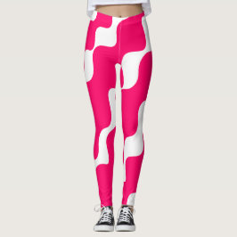 Roze en witte schuine golven patroon leggings