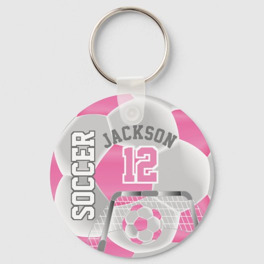 Roze en witte ⚽ sleutelhanger (Voorkant)