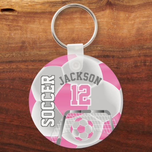 Roze en witte ⚽ sleutelhanger (Achterkant)