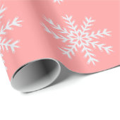  roze en witte sneeuwvlokken cadeaupapier (Rol Hoek)