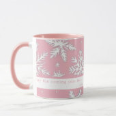 roze en witte sneeuwvlokken gepersonaliseerd mok (Links)