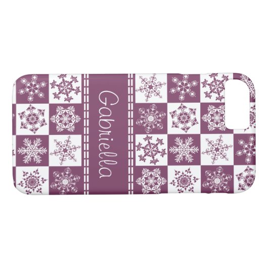  roze en witte sneeuwvlokken Skier's Holiday Case-Mate iPhone Case (Achterkant (Horizontaal))
