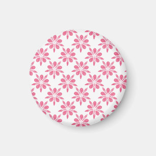  roze en witte sneeuwvlokpatroon magneet