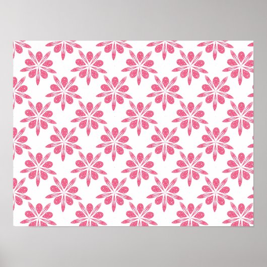  roze en witte sneeuwvlokpatroon poster (Voorkant)