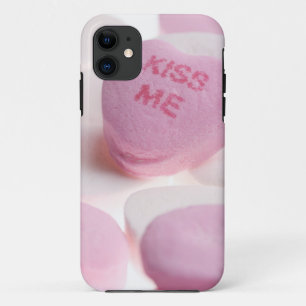 Roze en witte Snoep Harten Kus Me Heart Sjabloon iPhone 11 Hoesje