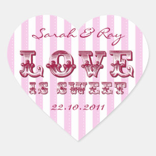 Roze en witte Snoep stripe liefde is zoete sticker
