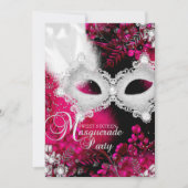 Roze en witte sparkle Masquerade Sweet 16 Kaart (Voorkant)